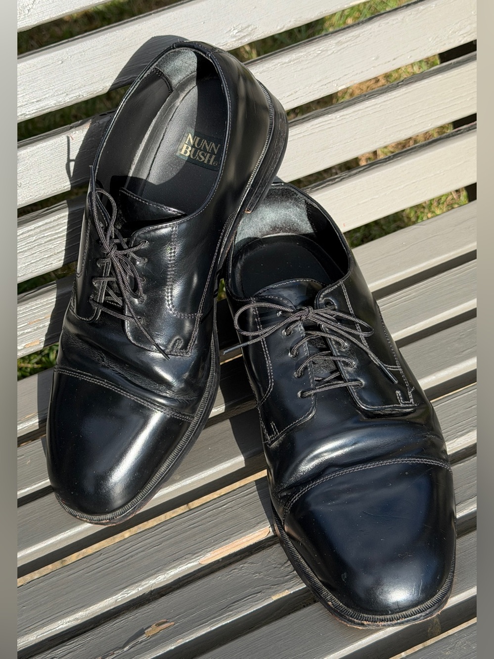 Nunn Bush Dress Flex Black Leather Cap Toe Oxfords Size 12M. ERC